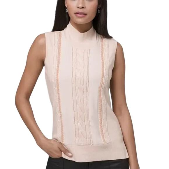 White House Black Market Wool Blend Pearl Accented Sweater - Picture 1 of 8